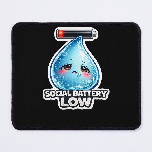 Item preview, Social Battery Low | Cute Introvert Water Drop Sticker | 3D Cartoon Mascot designed and sold by Timeless Junction.