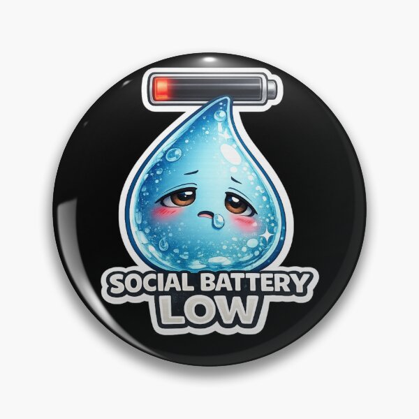 Item preview, Social Battery Low | Cute Introvert Water Drop Sticker | 3D Cartoon Mascot designed and sold by Timeless Junction.
