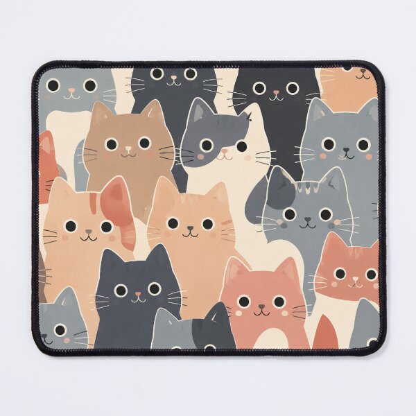 Item preview, Cute Cat Crowd Desk Mat – Kawaii Multi Cat Pattern Neutral Aesthetic Cat Lover Large Mouse Pad Desk Mat designed and sold by IconicDesignsXd.