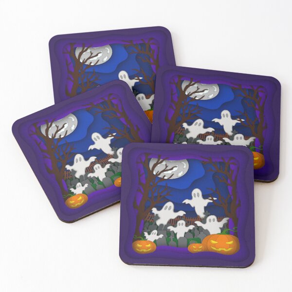 Item preview, Ghosts in the graveyard - Cute Spooky Paper Art designed and sold by BlackthornDsign.