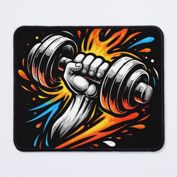 Item preview, T-Shirt - Sticker - Inferno Strength – Flaming Dumbbell Power designed and sold by ForeverPrintsOK.