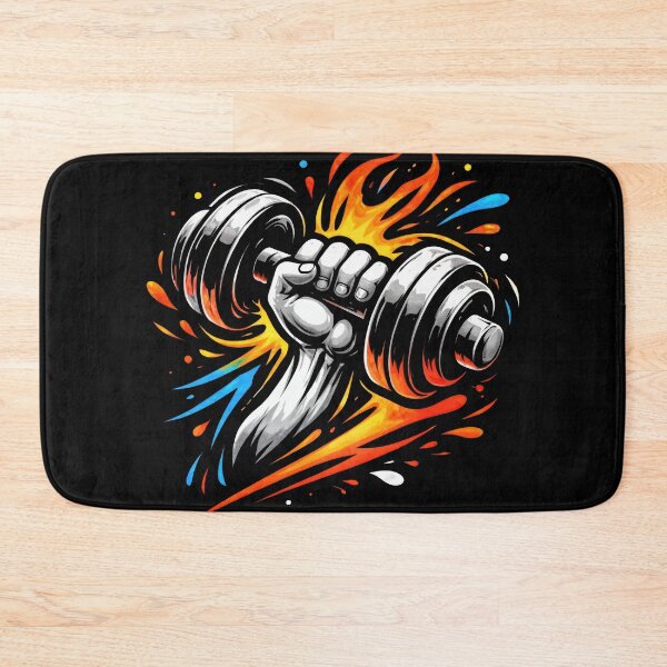 Item preview, T-Shirt - Sticker - Inferno Strength – Flaming Dumbbell Power designed and sold by ForeverPrintsOK.