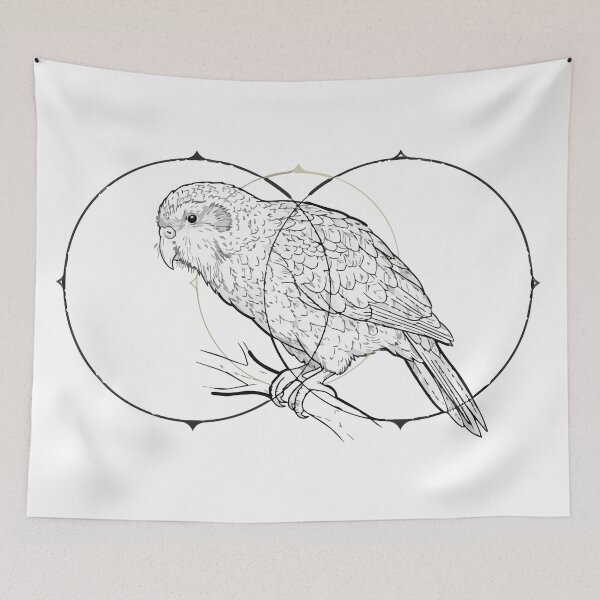 Item preview, Geometric Kakapo Parrot Minimalist Fine Line Art designed and sold by ArcApparel2020.