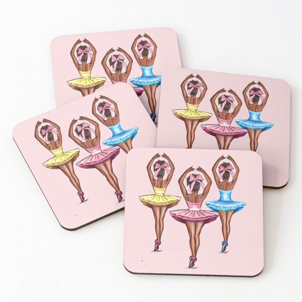 Item preview, African American  ballerina brown skin ballerinas with pink bows. Top 100 best ballet gifts designed and sold by Artonmytee.