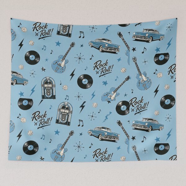Item preview, Rock and Roll Wallpaper Retro 1950s Music Pattern designed and sold by Hookesmode.