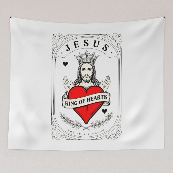Item preview, Jesus King of Hearts Sacred Kingdom Illustration designed and sold by OlizaPrint.