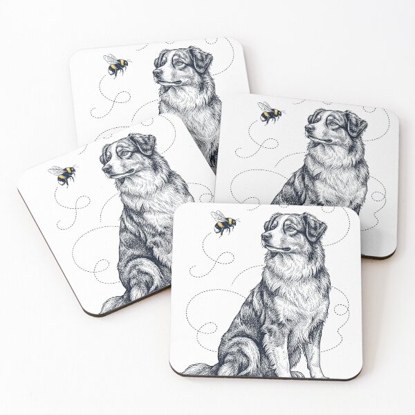 Item preview, Australian Shepherd Bumble Bee Honeybee Dog Lover designed and sold by Kimberley King Art  King Art.