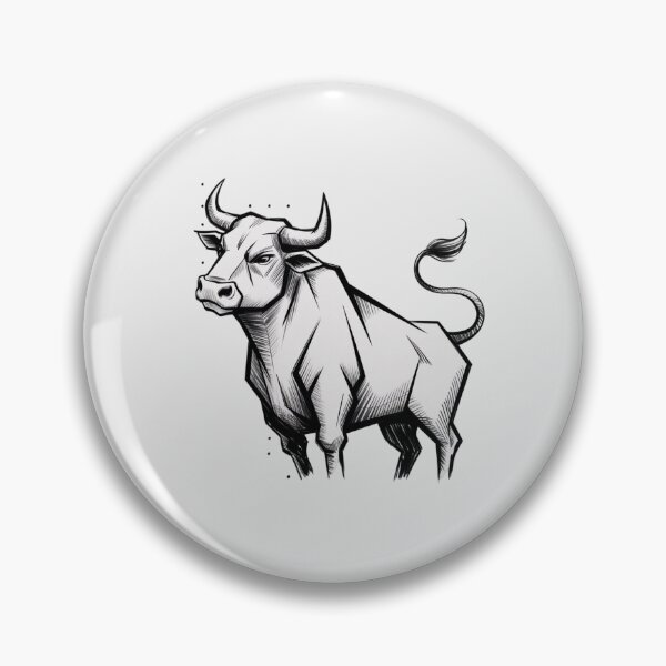 Item preview, A black and white pencil sketch of a stylized bull rendered in a minimalist, geometric style with clean lines and cross-hatching shading techniques designed and sold by 123ks.