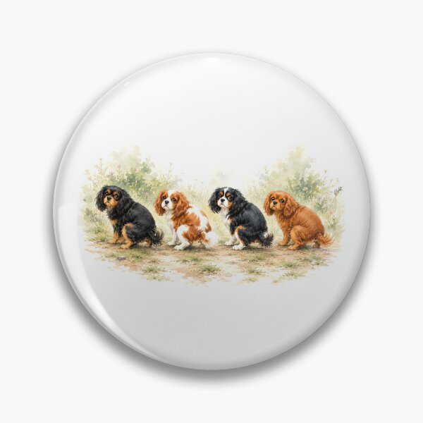 Item preview, Cavalier King Charles Spaniel Watercolor Art | Four Cavaliers Dog Illustration designed and sold by SakuraWaStyle.