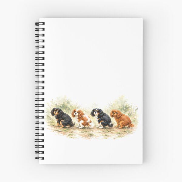Item preview, Cavalier King Charles Spaniel Watercolor Art | Four Cavaliers Dog Illustration designed and sold by SakuraWaStyle.