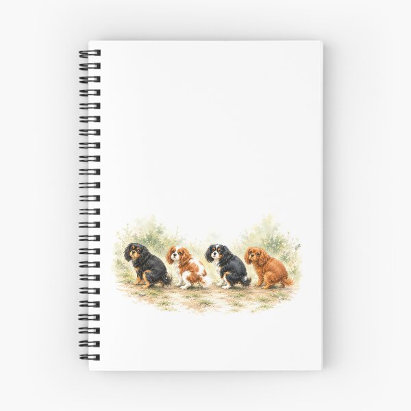 Item preview, Cavalier King Charles Spaniel Watercolor Art | Four Cavaliers Dog Illustration designed and sold by SakuraWaStyle.