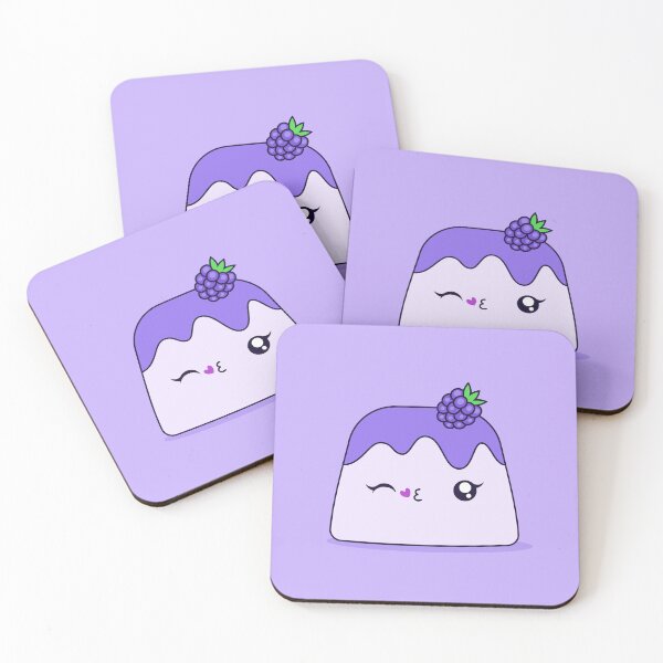 Item preview, Cute Kawaii Blackberry Pudding Dessert Character Illustration Design designed and sold by CozyLittleShop.