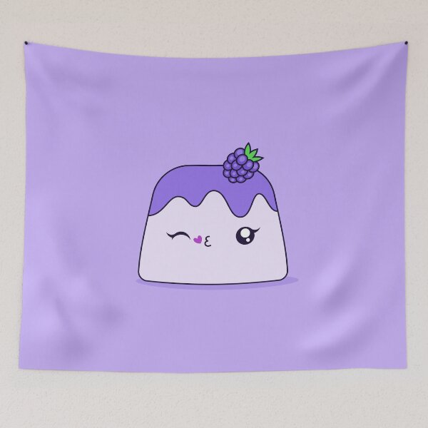 Item preview, Cute Kawaii Blackberry Pudding Dessert Character Illustration Design designed and sold by CozyLittleShop.