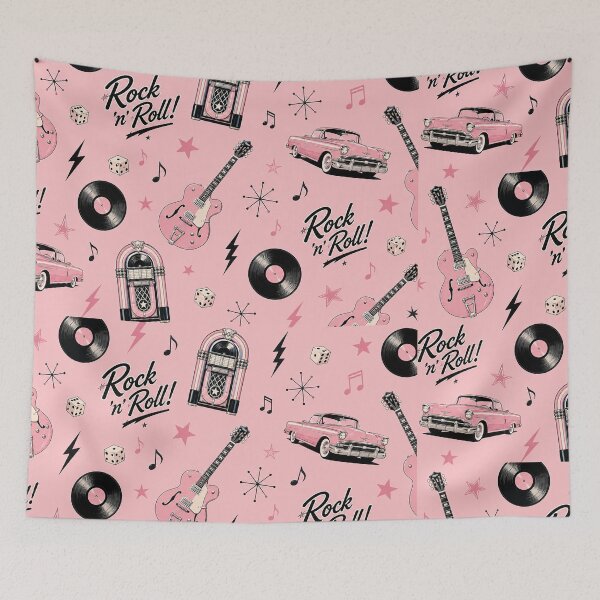 Item preview, Rock and Roll Wallpaper Retro 1950s Music Pattern designed and sold by Hookesmode.