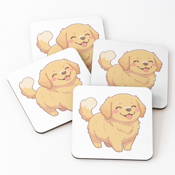 Item preview, Kawaii Happy Golden Retriever Sticker — Chubby Joy Dog, Soft Japanese Flat Design designed and sold by ElhamiStudio.