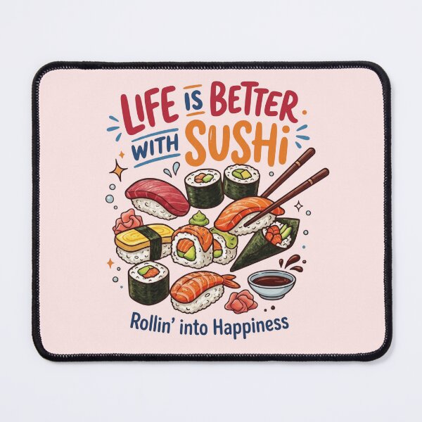 Item preview, Life is Better With Sushi - Cute Kawaii Food & Rollin' Into Happiness designed and sold by Zack's Digital Threads.