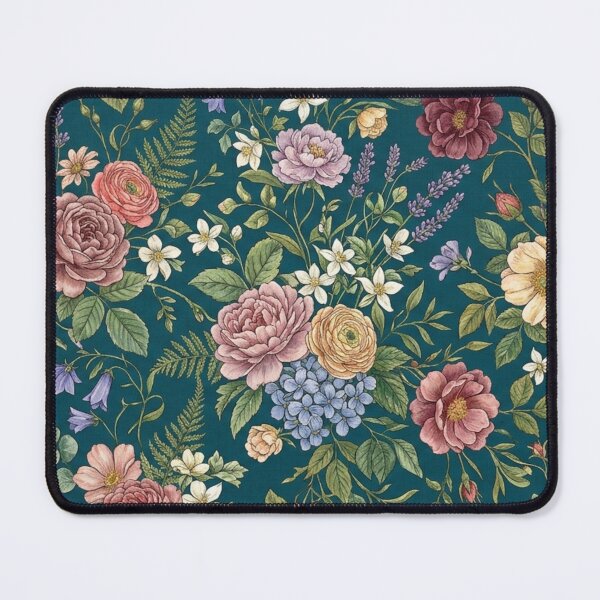 Item preview, Vintage Cottagecore Floral Pattern on Teal Background designed and sold by FashioonTrends.