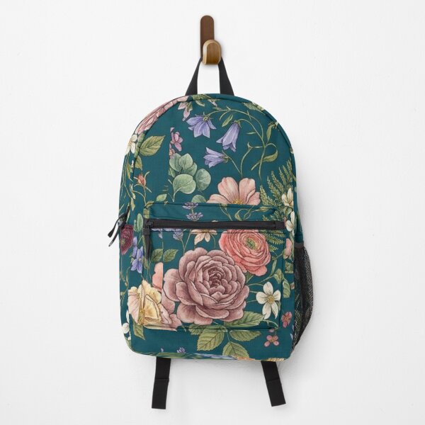 Item preview, Vintage Cottagecore Floral Pattern on Teal Background designed and sold by FashioonTrends.
