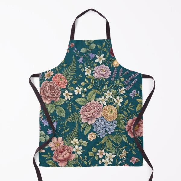 Item preview, Vintage Cottagecore Floral Pattern on Teal Background designed and sold by FashioonTrends.