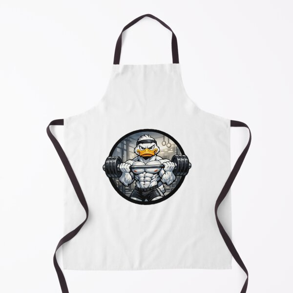Item preview, Alpha White Duck Gym - Muscular Duck Lifting Barbell Cartoon designed and sold by DeerHouse.