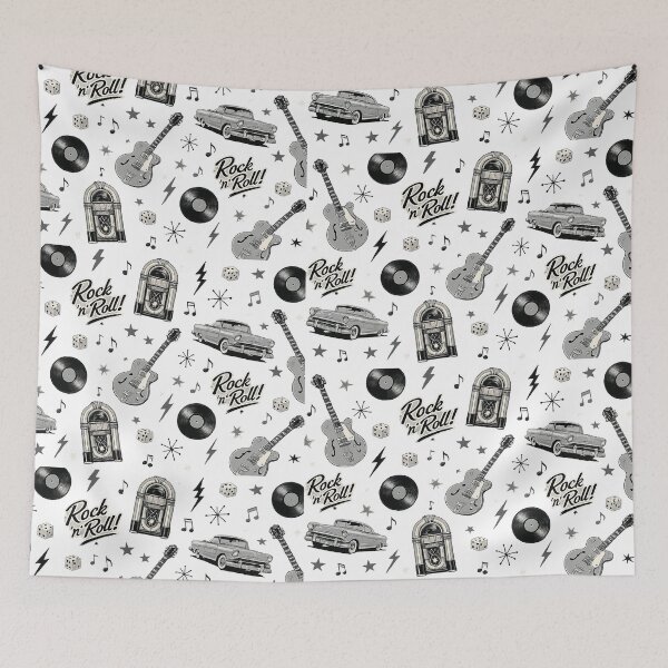 Item preview, Rock and Roll Wallpaper Retro 1950s Music Pattern designed and sold by Hookesmode.