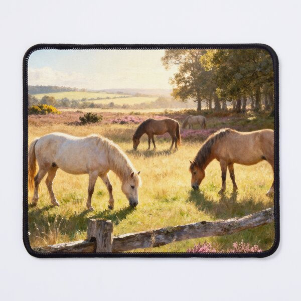 Item preview, New Forest Ponies - Hampshire Summer Countryside Painting designed and sold by QuietCanvasArtworks.