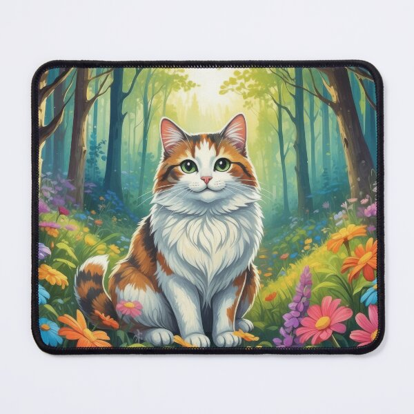 Item preview, Whimsical Cat in Floral Forest designed and sold by Nick Seidel.