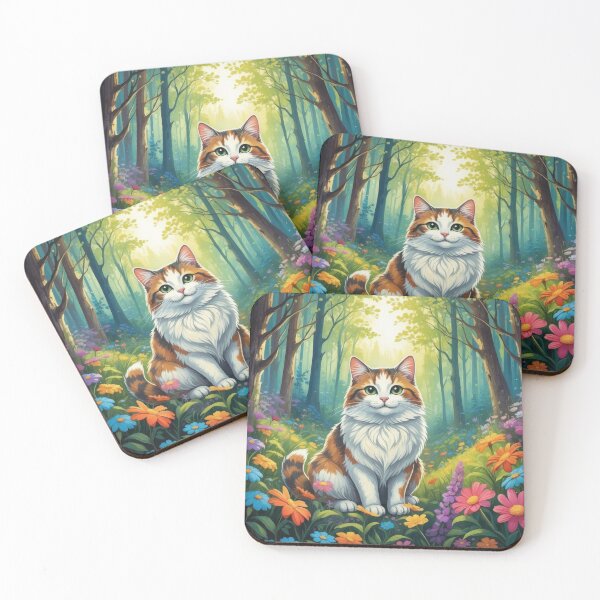 Item preview, Whimsical Cat in Floral Forest designed and sold by Nick Seidel.