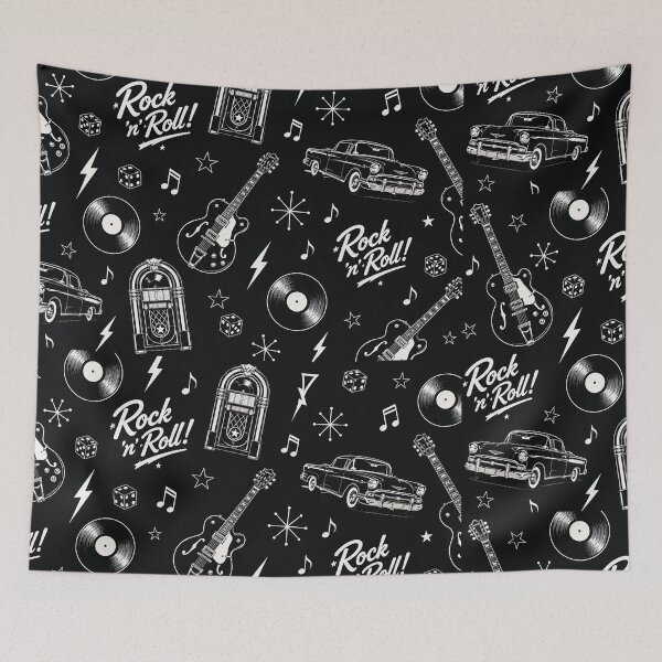 Item preview, Rock and Roll Wallpaper Retro 1950s Music Pattern designed and sold by Hookesmode.