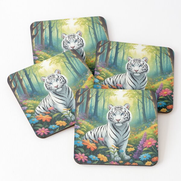 Item preview, Majestic White Tiger in Blooming Forest designed and sold by Nick Seidel.