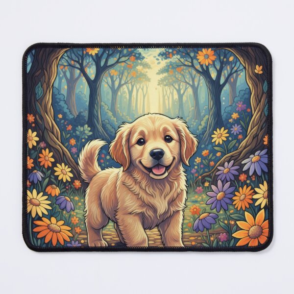 Item preview, Happy Puppy in Floral Forest Scene designed and sold by Nick Seidel.