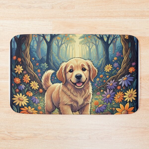 Item preview, Happy Puppy in Floral Forest Scene designed and sold by Nick Seidel.