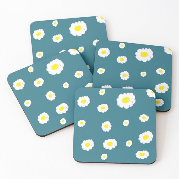 Item preview, little daisies over teal blue designed and sold by SrihithaStudio.