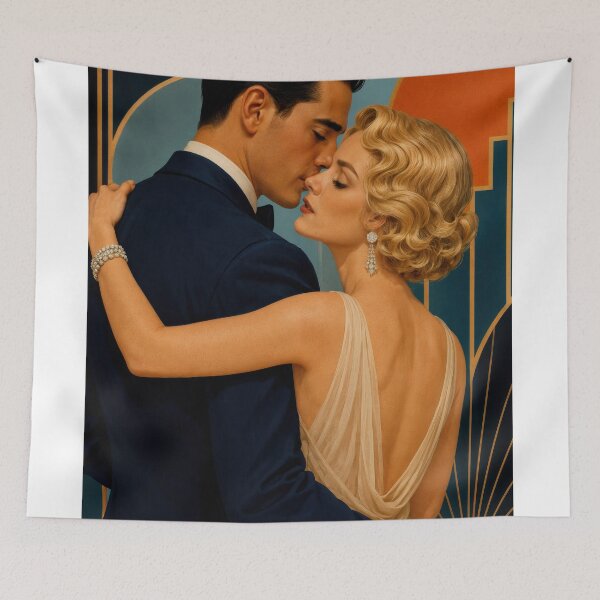 Item preview, Wall Art - Postcard - Deco Romance – Vintage Glamour Embrace designed and sold by ForeverPrintsOK.