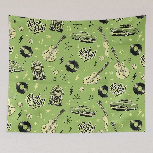 Item preview, Rock and Roll Wallpaper Retro 1950s Music Pattern designed and sold by Hookesmode.