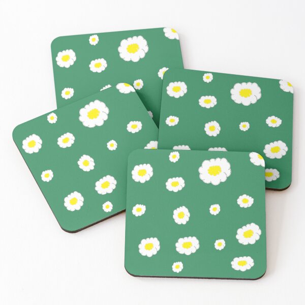 Item preview, pequeñas margaritas sobre verde mar oscuro designed and sold by SrihithaStudio.