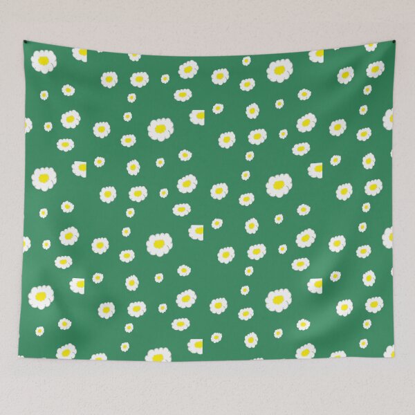 Item preview, little daisies over dark sea green designed and sold by SrihithaStudio.