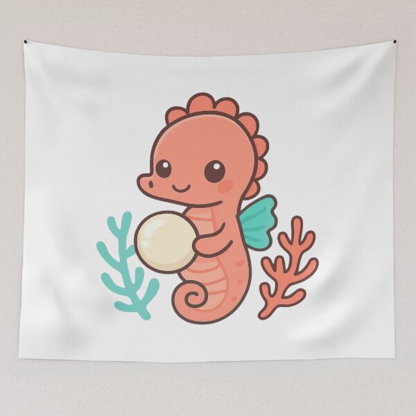 Item preview, Treasure Within Seahorse - Kawaii Ocean Sticker designed and sold by foryouandyours.