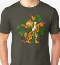 Mayan jaguar playing with a waterlily Unisex T-Shirt