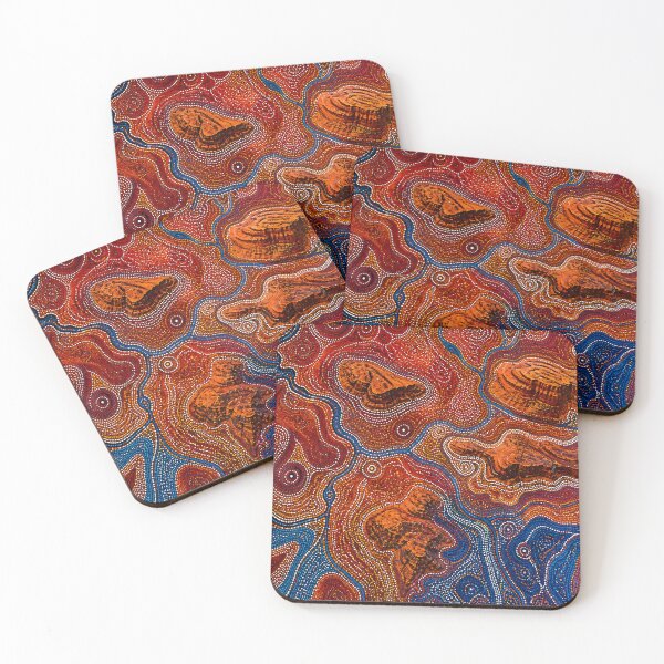 Item preview, Aboriginal Inspired Dot Art - Crimson Rocky Gorges With Water designed and sold by GrinGalore.