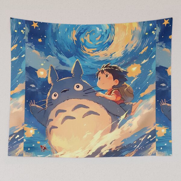 Item preview, Cute kawaii art girl [[totorosss]] starry night -%[ghiblis]%- flying aways designed and sold by ITsyxuanart.