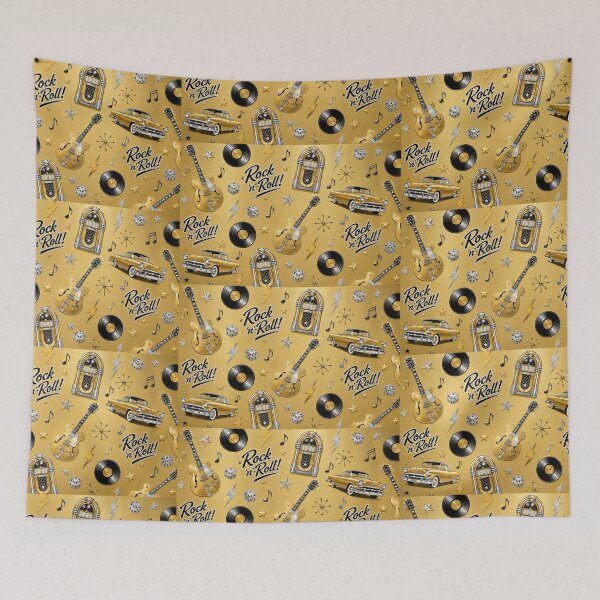 Item preview, Rock and Roll Wallpaper Retro 1950s Music Pattern designed and sold by Hookesmode.