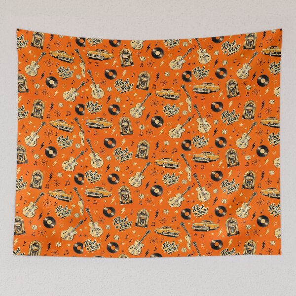 Item preview, Rock and Roll Wallpaper Retro 1950s Music Pattern designed and sold by Hookesmode.