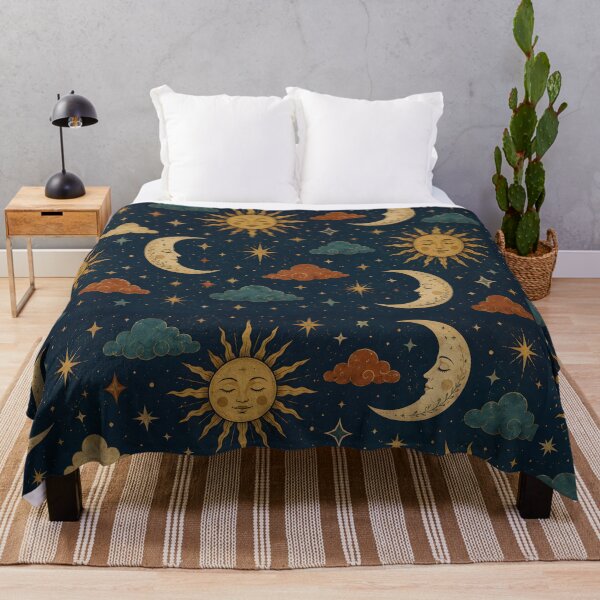 Item preview, Vintage Celestial Sun and Moon Bath Mat | Boho Night Sky Bathroom Decor designed and sold by SRY DESIGN.