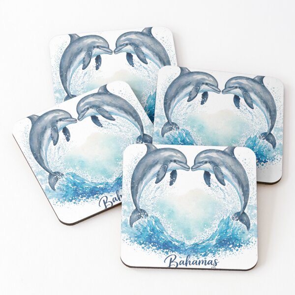 Item preview, Bahamas Dolphins Leaping Together Watercolour Ocean designed and sold by JIGUWORLD.