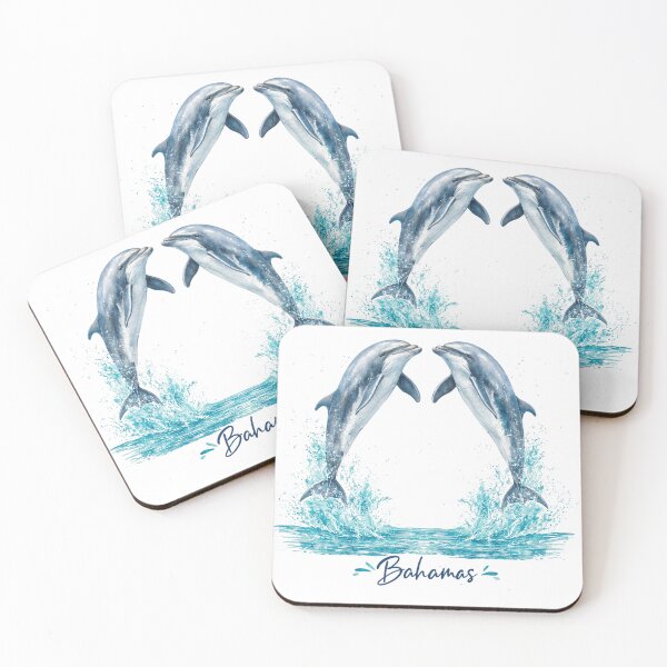 Item preview, Bahamas Dolphins Leaping Together Watercolour Ocean designed and sold by JIGUWORLD.