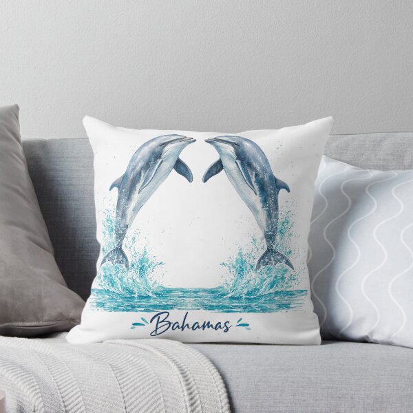 Item preview, Bahamas Dolphins Leaping Together Watercolour Ocean designed and sold by JIGUWORLD.