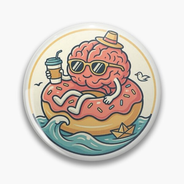 Item preview, Brain On Vacation Donut Float Funny Sticker designed and sold by EmylDesigns.
