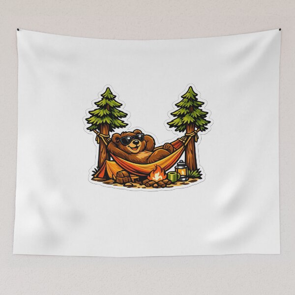 Item preview, Funny Cute Bear Chilling in Hammock Camping Art designed and sold by MIROUZ2000.