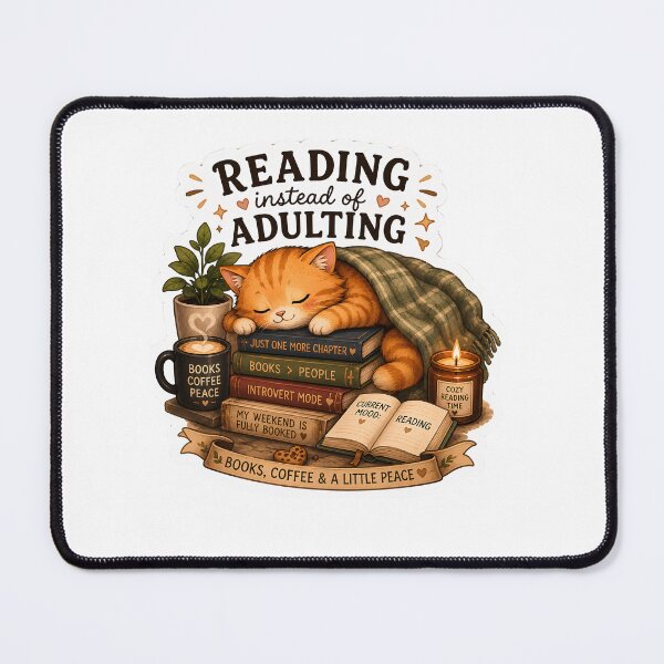 Item preview, Reading Instead of Adulting - Cozy Cat Sticker designed and sold by Meritstore.